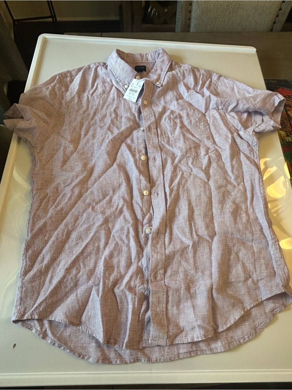 J Crew Men's Short-Sleeve Linen Button-Down Shirt